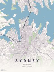 Sydney city map poster in Pastel Dream